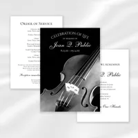 Black and White Violin Musician Funeral Service / Celebration of Life Memorial Ideas