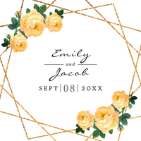 Orange Floral Elegant Gold Glitter Geometric Design