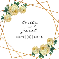 Elegant Gold Glitter Geometric Yellow Floral Wedding