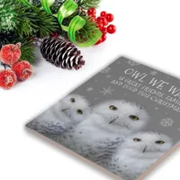 Funny Owl We Want for Christmas ... Snowy Owls Ceramic Tile