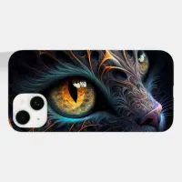 Fractal Cat Face in Black and Vibrant Colors Case-Mate iPhone Case