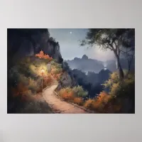 Winding path toward a secret mountain retreat Poster