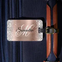 Glittery Foil Fancy Monogram Luggage Tags